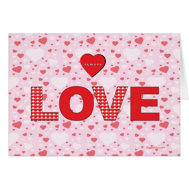 Glad Alla hjärtans dag Helgdag Always KÄRLEK Heart Hälsningskort (Framsidan Horizontal)