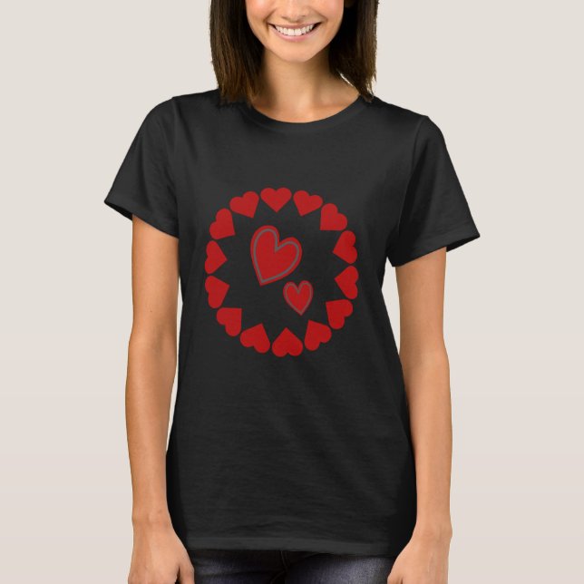 Glad Alla Hjärtans Dag Hjärtat Röd T-Shirt (Framsida)