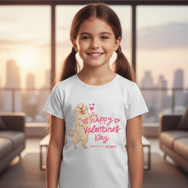 Glad Alla hjärtans dag Hund T-shirt | Söt Valp Kär