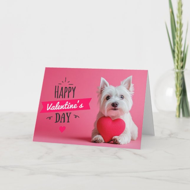 Glad Alla hjärtans dag hund Vikbar semesterkort Helgkort (Framsida)