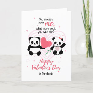 Glad Alla hjärtans dag i pandemisk panda Helgkort