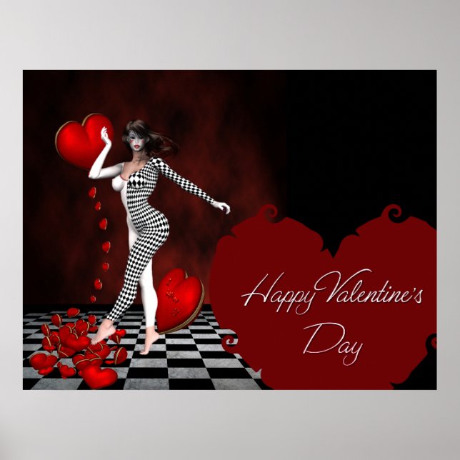 Glad Alla hjärtans dag - Jester Fantasy Print Poster (Framsidan)