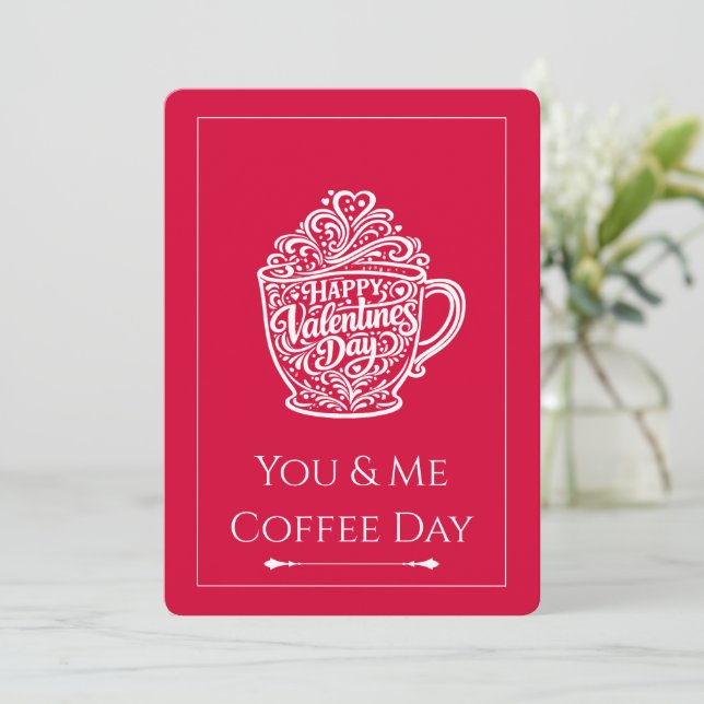 Glad Alla Hjärtans Dag Kaffe Datum Välkomstkort Kort (Stående Fram)