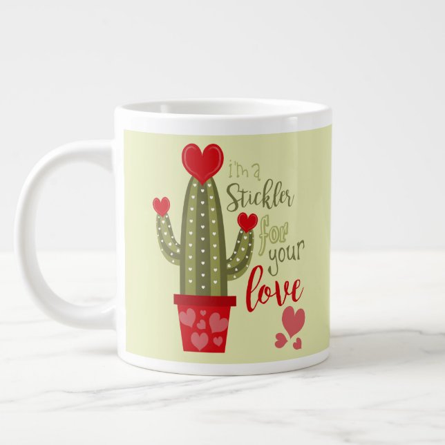 Glad Alla Hjärtans Dag Kaffe Mugg Kaktus Hjärtan 2 Jumbo Mugg (Vänster)