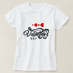 Glad Alla hjärtans dag kalligrafi Röda hjärtan pil T Shirt