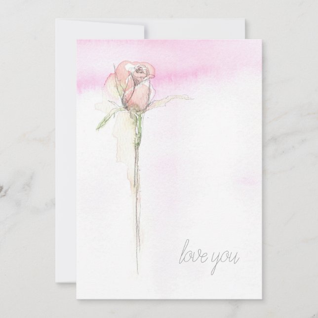 Glad Alla hjärtans dag kärlek du Rosa Stam Ros Julkort (Framsida)