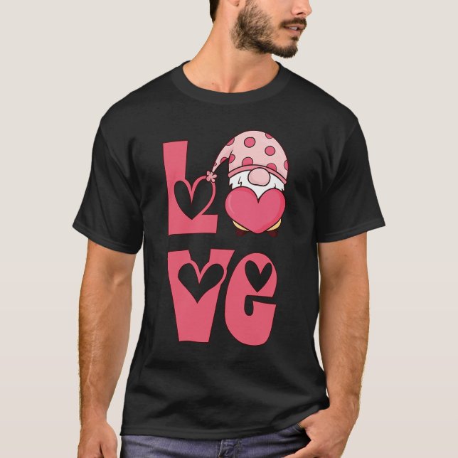 Glad Alla hjärtans dag Kärlek Gnome Graphic Cute T Shirt (Framsida)