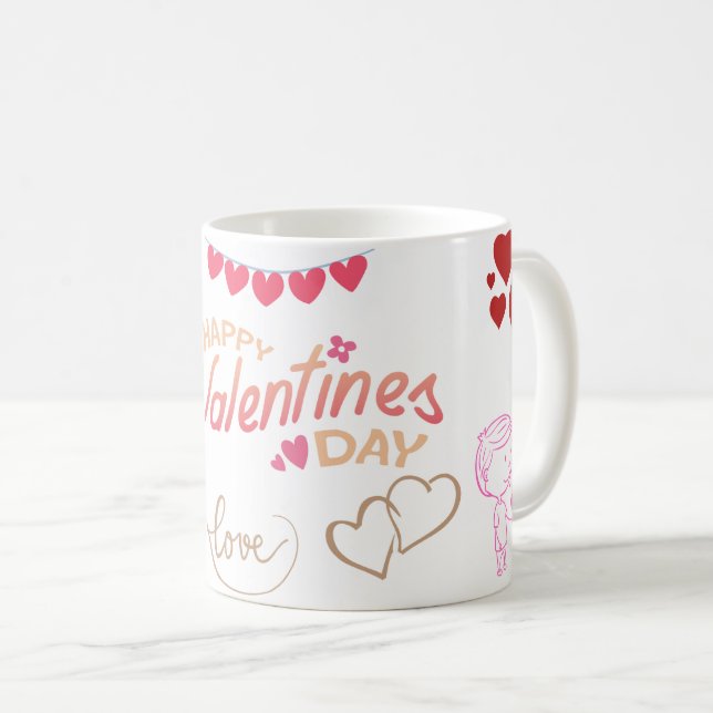 Glad Alla hjärtans dag Kärlekshjärta Kaffemugg (Framsida höger)