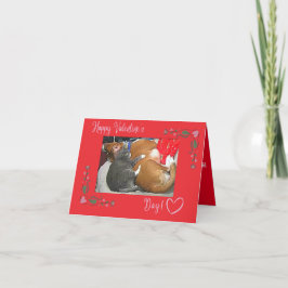 Glad Alla hjärtans dag, Katt och Hund Tack Kort