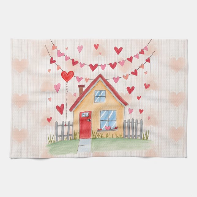 Glad Alla hjärtans dag! Kökshandduk (Horisontell)