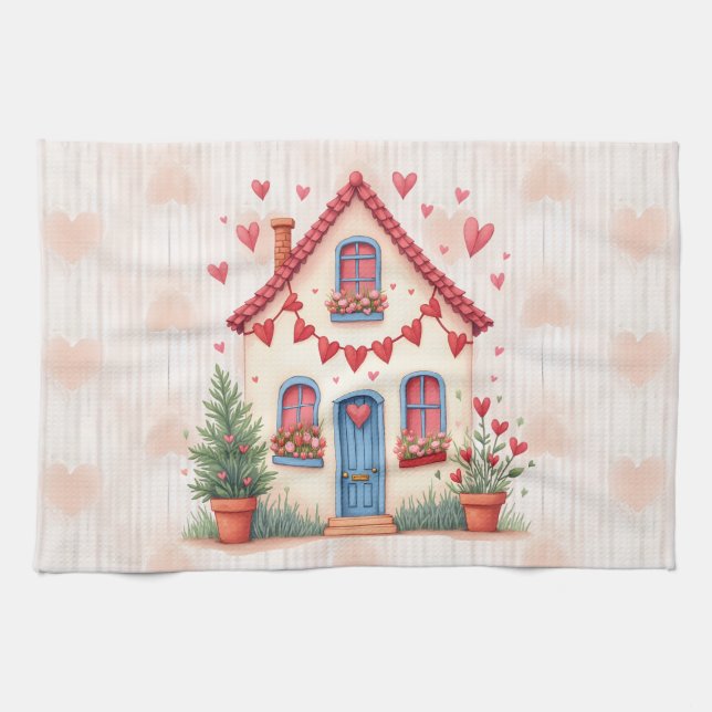 Glad Alla hjärtans dag! Kökshandduk (Horisontell)