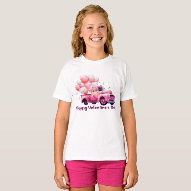 Glad Alla hjärtans dag långtradare  T Shirt (Hel framsida)