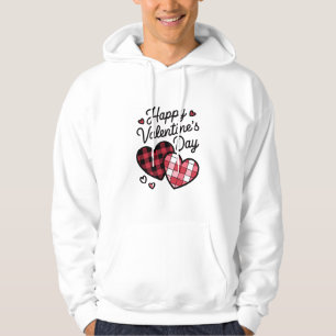 Glad Alla Hjärtans Dag Leopard Rutig Kärlek Hjarta Hoodie