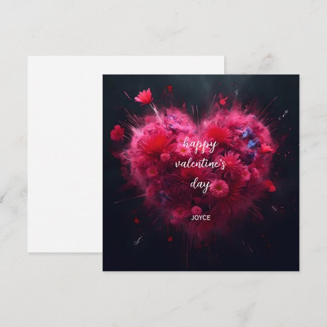 Glad Alla Hjärtans Dag - Levande Rosa Hjärtat Kort (Fram/baksida)