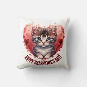 Glad Alla hjärtans dag, lilla Kitten med hjärta Kudde