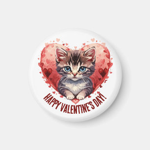 Glad Alla hjärtans dag, lilla Kitten med hjärta Magnet