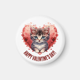 Glad Alla hjärtans dag Little Kitten witn Heart Magnet