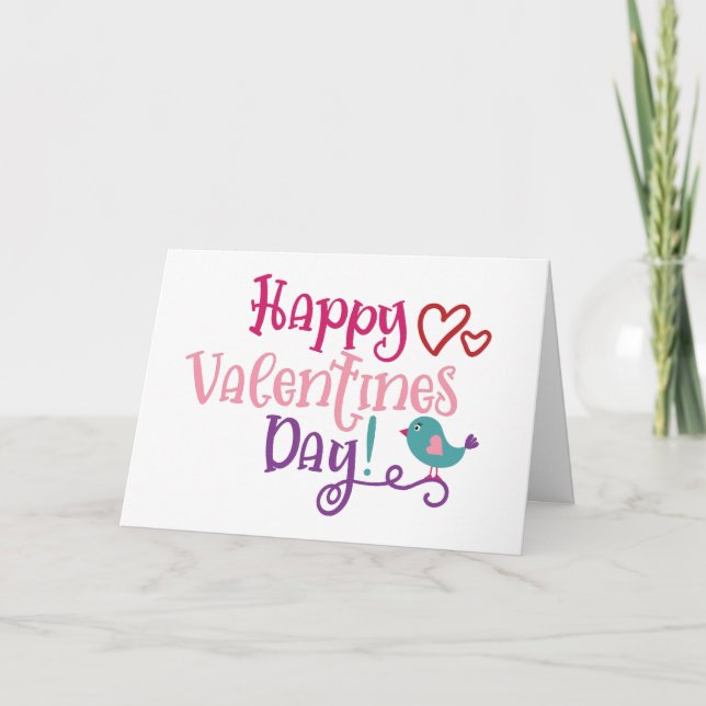 Glad Alla hjärtans dag | Love Bird Minimalist Cute Helgkort (Framsida)