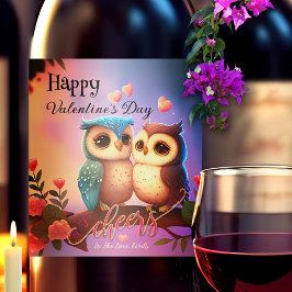 Glad Alla hjärtans dag Love birds Vinflaska Etikett