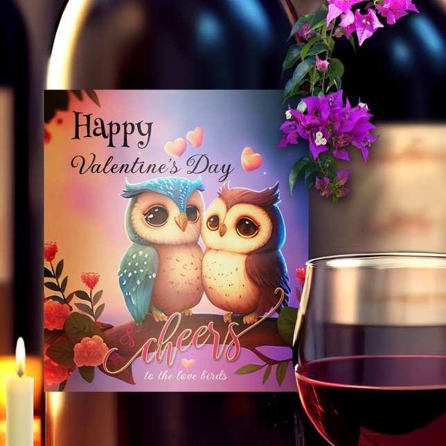 Glad Alla hjärtans dag Love birds Vinflaska Etikett (Skapare uppladdad)