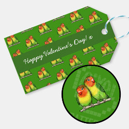 Glad Alla hjärtans dag Lovebird Pixel Art Mönster Presentetikett