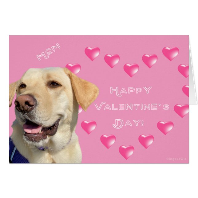 Glad Alla hjärtans dag Mamma,Hund Hearts Card Hälsningskort (Framsidan Horizontal)