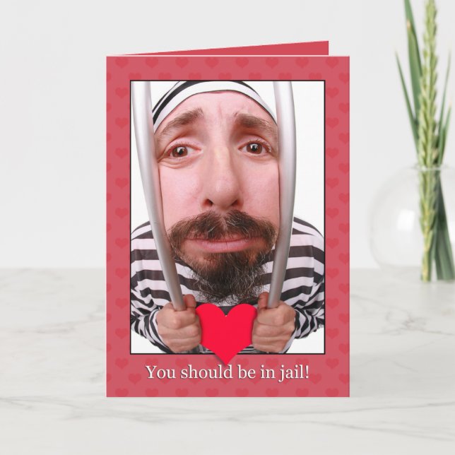 Glad Alla hjärtans dag Man i Jail Stealing Heart Helgkort (Framsida)