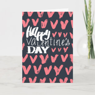 Glad Alla hjärtans dag, marinblått och Rosa Hearts Helgkort
