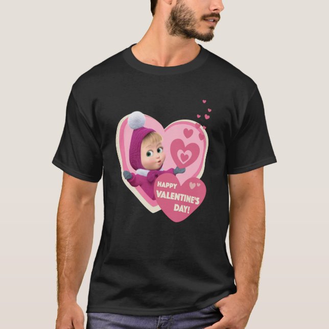 Glad Alla hjärtans dag Masha och björnen 1 T Shirt (Framsida)