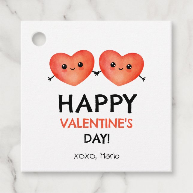 Glad Alla hjärtans dag med baby hjärtvänner Gåvor Etiketter (Framsida)