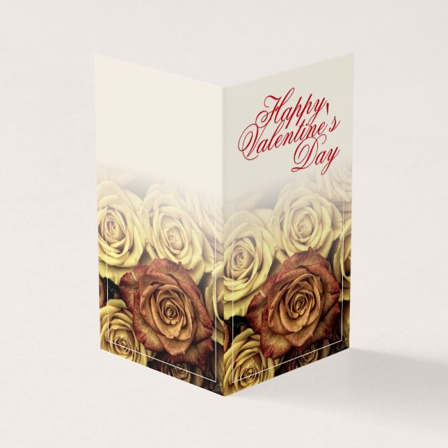 Glad Alla hjärtans dag med gult Rosenbouquet Kort (Utsida)