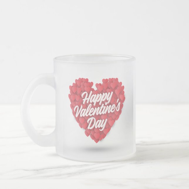 Glad Alla hjärtans dag med Hearts Design-23056 Frostad Glasmugg (Vänster)