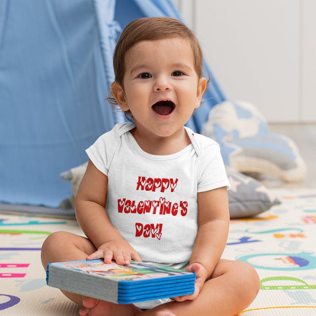 Glad Alla hjärtans dag med hjärtan T Shirt (Happy Valentine's Day with Hearts Baby Bodysuit)