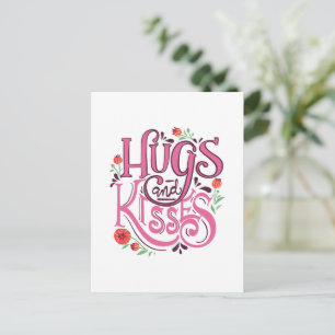 Glad Alla hjärtans dag med Hugs och Kisses Helg Vykort
