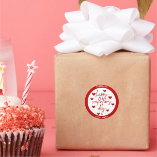 Glad Alla hjärtans dag med röda hjärtan Runt Klistermärke