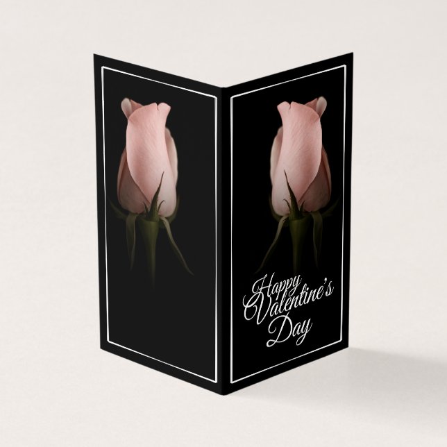 Glad Alla hjärtans dag med rosa ros Kort (Utsida)