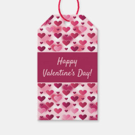 Glad Alla hjärtans dag med söta rosa hjärtan Presentetikett
