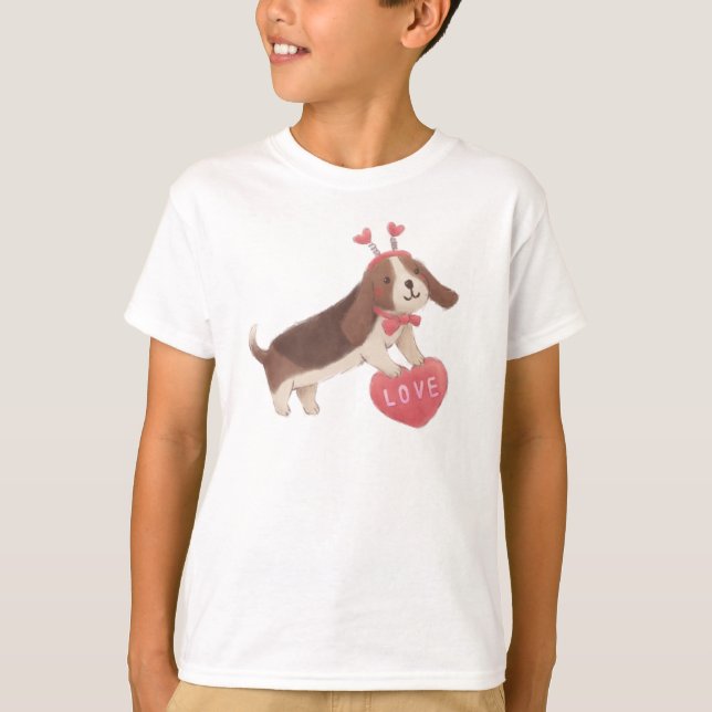 Glad Alla hjärtans dag med Valp T Shirt (Framsida)
