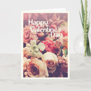 Glad Alla Hjärtans Dag med vintageblomsterbukett Kort