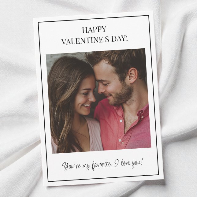 Glad Alla Hjärtans Dag Minimalistisk Par Foto Kärl Julkort (Happy Valentine's Day Minimalist Couple Photo Love Holiday Card)