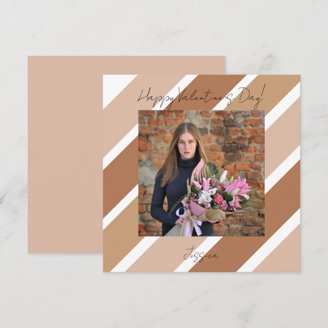 Glad Alla Hjärtans Dag Modern Script Foto Kort (Fram/baksida)