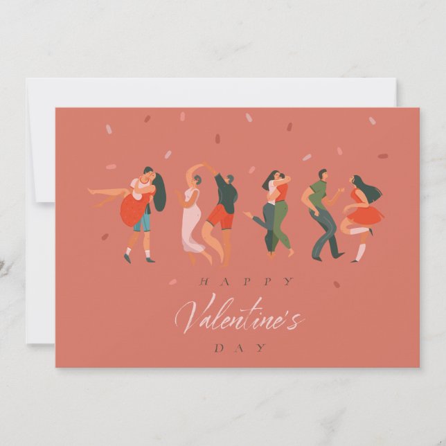 "Glad Alla hjärtans dag" modernt romantiskt par Julkort (Framsida)