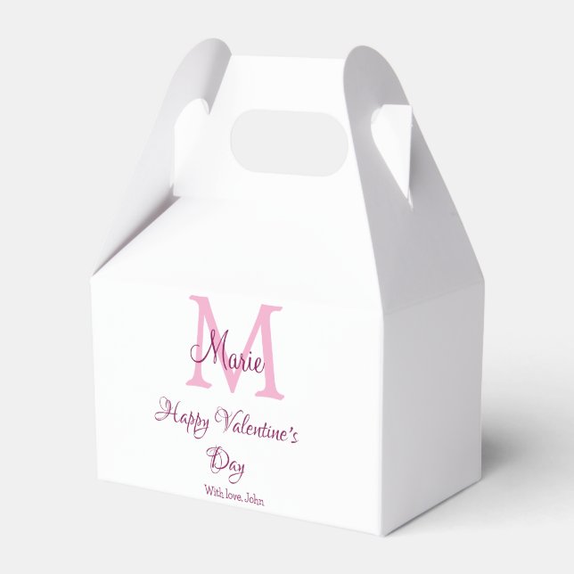 Glad Alla hjärtans dag monogram rosa namn kärlek f Presentaskar (Framsidan Sidan)