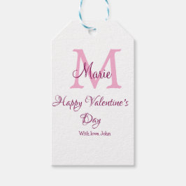 Glad alla hjärtans dag monogram rosa namn kärlek f presentetikett