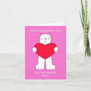 Glad Alla hjärtans dag Moster Cute White Cat Kort