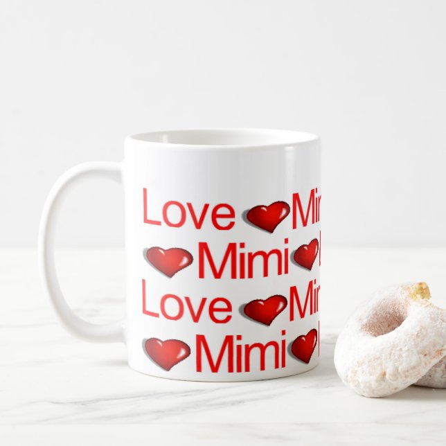 Glad Alla hjärtans dag Mugg Kärlek Mimi Red Hearts (Med munk)