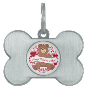 Glad Alla hjärtans dag! Nalle ID-bricka Husdjur