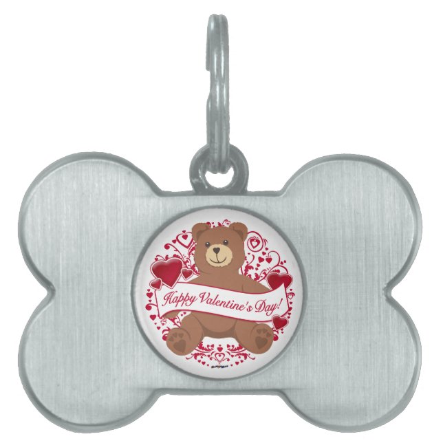 Glad Alla hjärtans dag! Nalle ID-bricka Husdjur (Framsidan)