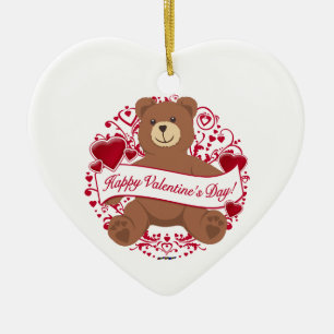 Glad Alla hjärtans dag! Nalle Julgransprydnad Keramik