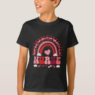 Glad Alla hjärtans dag Nurse Rainbow Boho Retro Nu T Shirt